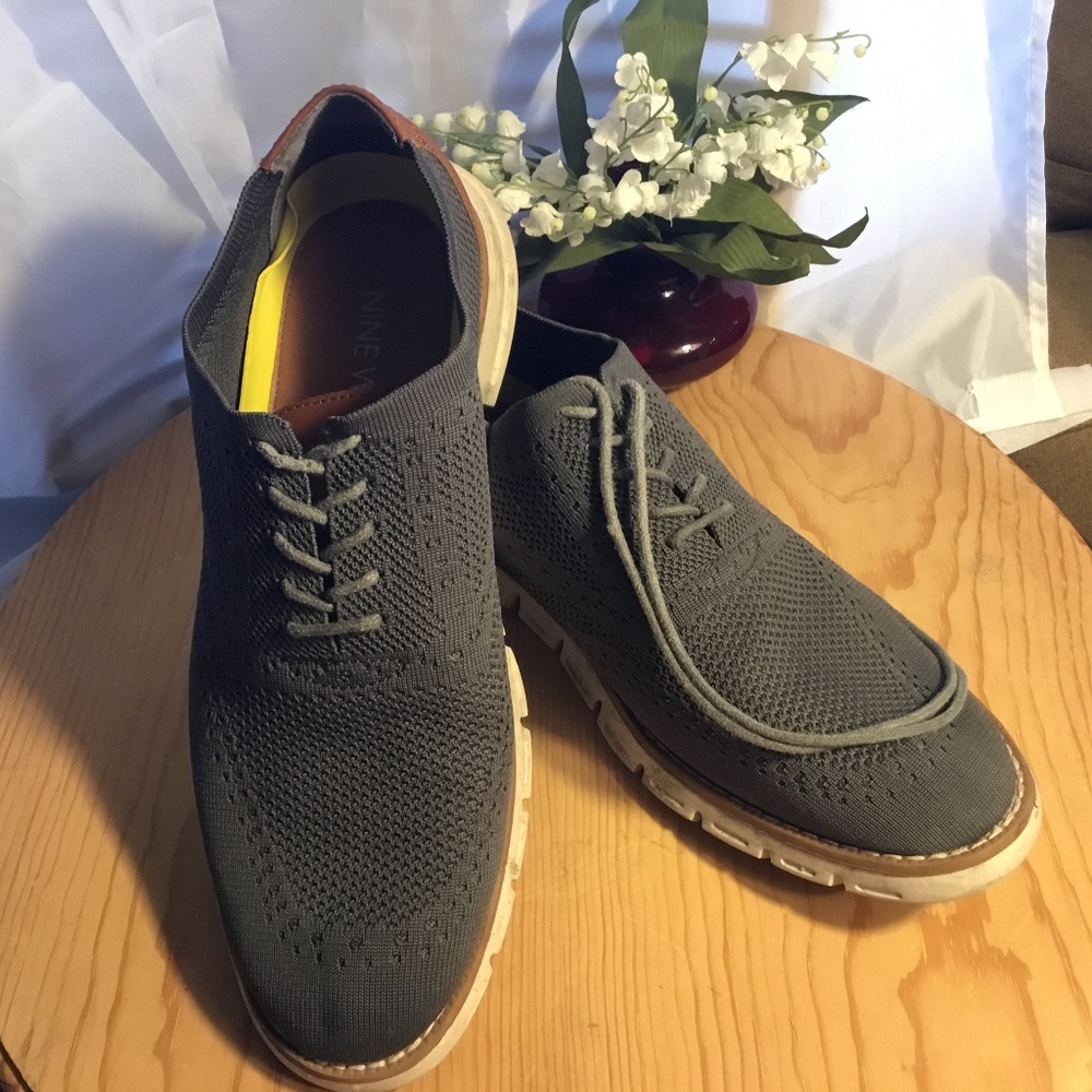 Pre-owned Nine West Kaito Men’s Casual Knit Oxford Shoes - Size 11 - Dark grey